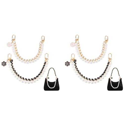 PALAY® 4PCS Bag Straps for Sling Pearl Flower Charms Accessories Extender Chain Purse Shoulder Replacement Double Layered Handbags Phone Case PALAY® 4PCS Bag Straps for Sling Pearl Flower Charms Accessories Extender Chain Purse Shoulder Replacement Double Layered Handbags Phone Case